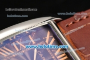 Cartier Tank MC Miyota Quartz Steel Case with Roman Numeral Markers and Brown Dial