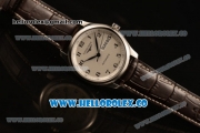 Longines Master Swiss ETA 2824 Automatic Steel Case with White Dial and Black Leather Strap