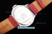 Tag Heuer Formula 1 Quartz Movement Silver Case with Diamond Bezel-Red Dial and Red Leather Strap-Lady Size