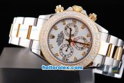 Rolex Daytona Oyster Perpetual Automatic Two Tone with Diamond Bezel,White Dial and Diamond Marking