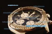 Breitling Chronomat Evolution Swiss ETA 7750 Automatic Steel Case with Black Dial and Black Leather Strap