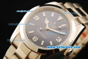 Rolex Explorer Automatic Movement with Blue Dial and White Stick/Numeral Marker-SS Strap