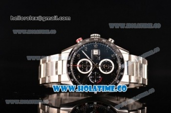 Tag Heuer Carrera Calibre 1887 Automatic Chrono Swiss Valjoux 7750 Automatic Full Steel with Black Dial and Arabic Numeral Markers