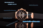 Ulysse Nardin Maxi Marine Chrono Japanese Miyota OS20 Quartz Rose Gold Case with Black Rubber Strap and Black/Silver Dial