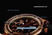 Hublot Big Bang Chronograph Miyota Quartz Movement Rose Gold Case with Black Dial - Black Diamond Bezel