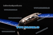 Rolex Cellini Time Asia 2813 Automatic Steel Case with White Dial Blue Leather Strap and Stick/Roman Numeral Markers