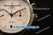 Omega Speedmaster'57 Co-Axial Chronograph Clone Omega 9300 Automatic Steel Case with White Dial Brown Leather Strap and Stick Markers (EF)