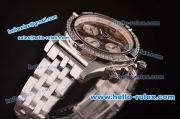 Breitling Chronomat B01 GMT Swiss Valjoux 7750 Automatic Steel Case/Strap with Diamond Bezel and Brown Dial