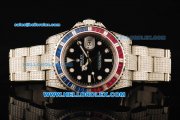 Rolex GMT-Master II Swiss ETA 2836 Automatic Movement Black Dial with Diamond Bezel and Diamond Strap Rolex GMT-Master II Swiss ETA 2836 Automatic Movement Black Dial with Diamond Bezel and Diamond Strap