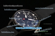 IWC Big Pilot's Top Gun Swiss Valjoux 7750 Automatic PVD Case with Black Dial Black Leather Bracelet and White Markers - New Edition