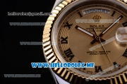 Rolex Day-Date II Asia Automatic Two Tone Case/Bracelet with Yellow Gold Dial and Luminous Hands