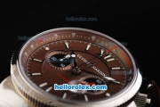 Ulysse Nardin Maxi Marine Swiss Valjoux 7750 Automatic Movement Brown Dial with Brown Rubber Strap