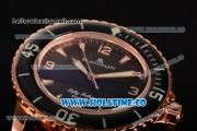 BlancPain Fifty Fathoms Swiss ETA 2836 Automatic Rose Gold Case with Black Dial and Stick/Arabic Numeral Markers (NOOB)