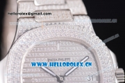 Patek Philippe Jumbo Nautilus Miyota 9015 Automatic Steel/Diamonds Case with Diamonds Dial and Stick Markers