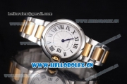 Cartier Ballon Bleu Medium Miyota OS2035 Quartz Two Tone Case/Bracelet with White Dial and Roman Numeral Markers