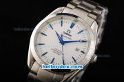 Omega Seamaster Automatic Movement Steel Case with Blue Stick Marking-White Dial