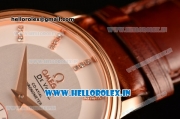 Omega De Ville Co-Axial Swiss ETA 2824 Automatic Rose Gold Case with Diamonds Markers Silver Dial and Brown Leather Strap