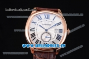 Cartier Drive de Cartier Asia ST16 Automatic Rose Gold Case with Silver Dial Roman Numeral Markers and Brown Leather Strap