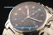 IWC Portuguese Chronograph Quartz Movement Full Steel with Black Dial