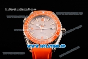 Omega Seamaster Planet Ocean 600M Co-axial GMT Clone Omega 8605 Automatic Steel Case with Grey Dial and Orange Bezel (EF)