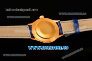 Rolex Cellini Time Asia 2813 Automatic Yellow Gold Case with White Dial Blue Leather Strap and Stick Markers