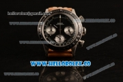 Rolex Daytona Vintage Edition Chrono Miyota OS20 Quartz Steel Case with Black Dial and Brown Leather Strap