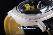 Ferrari Automatic Flyback with Black Dial and White Bezel,White Marking-Black Leather Strap