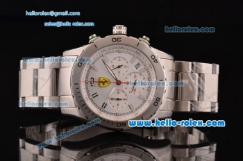 Ferrari Chronograph Miyota OS20 Quartz Full Steel with Silver Markers and White Dial