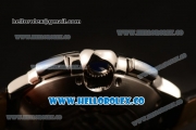 Cartier Ballon Bleu De Chrono Swiss Valjoux 7750 Automatic Steel Case with White Dial Roman Numeral Markers and Genuine Leather Strap