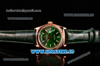 Rolex Day-Date Asia 2813/Swiss ETA 2836/Clone Rolex 3135 Automatic Rose Gold Case with Stick Markers and Green Dial (BP)