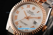 Rolex Datejust Automatic Rose Gold Bezel with Roman Marking and White Dial