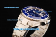 Rolex Submariner Swiss ETA 2836 Automatic Movement Steel Case and Strap with Blue Dial and Blue Bezel 43mm