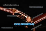 Longines Master Moonphase Miyota OS10 Quartz with Date Rose Gold Case with White Dial Stick Markers and Brown Leather Strap