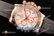 Rolex Daytona Chrono Swiss Valjoux 7750 Automatic Rose Gold Case with PVD Bezel Stick Markers and White Dial (BP)