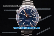 Omega Seamaster Planet Ocean 600m Co-axial GMT Clone Omega 8900 Automatic Stainless Steel Case/Bracelet with Blue Dial (KW)