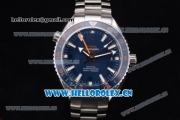 Omega Seamaster Planet Ocean 600m Co-axial GMT Clone Omega 8900 Automatic Stainless Steel Case/Bracelet with Blue Dial (KW)