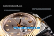 Rolex Datejust II Asia 2813 Automatic Two Tone Case/Bracelet with Grey Dial and Diamonds Markers (BP)