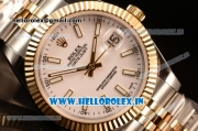 Rolex Datejust 37mm Swiss ETA 2836 Automatic Two Tone with White Dial and Stick Markers