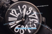 Gaga Milano Italy Asia 6497 Manual Winding PVD Case with Black Dial and Black Strap-White Markers