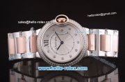 Cartier Ballon Bleu De Miyota Quartz Movement Diamond Bezel with Diamond Markers and Two Tone Strap Cartier Ballon Bleu De Miyota Quartz Movement Diamond Bezel with Diamond Markers and Two Tone Strap