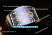 Franck Muller Vanguard Miyota Automatic Copy Tourbillon Rose Gold Case With Skeleton Dial Leather/Rubber Strap