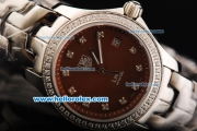 Tag Heuer Link 200 Meters Original Swiss Quartz Movement Full Steel with Brown Dial and Diamond Markers/Bezel-Lady Model