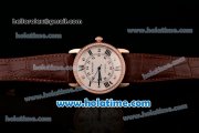 Cartier Ronde Solo Swiss ETA 2836 Automatic Rose Gold Case with Diamond Bezel White Dial and Brown Leather Strap