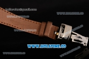 Audemars Piguet Royal Oak Lady Swiss Quartz Steel/Diamonds Case with Grey Dial and Brown Leather Strap (EF)