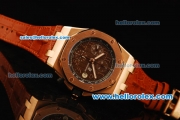 Audemars Piguet Royal Oak Offshore Chronograph Swiss Valjoux 7750 Automatic Movement Rose Gold Case with Brown Dial and Leather Strap