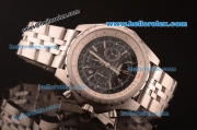 Breitling For Bentley Working Chronograph Quartz Movement with Black Dial and Silver Case-SS Strap