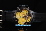 Porsche Design Classic Tourbillon Automatic PVD Case with Yellow Dial and Black Rubber Strap