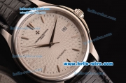 Vacheron Constantin Patrimony Swiss ETA 2824 Automatic Steel Case with Black Leather Strap White Dial Stick Markers