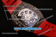 Richard Mille RM 11-02 Swiss Valjoux 7750 Automatic Carbon Fiber Case with Skeleton Dial and Red Rubber Strap