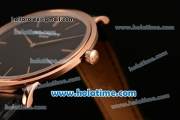 Patek Philippe Calatrava Miyota OS2035 Quartz Rose Gold Case with Black Dial and Stick Markers